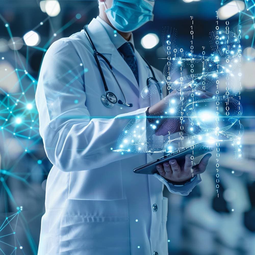 Healthcare professionals using Stackyon platform with data visualization